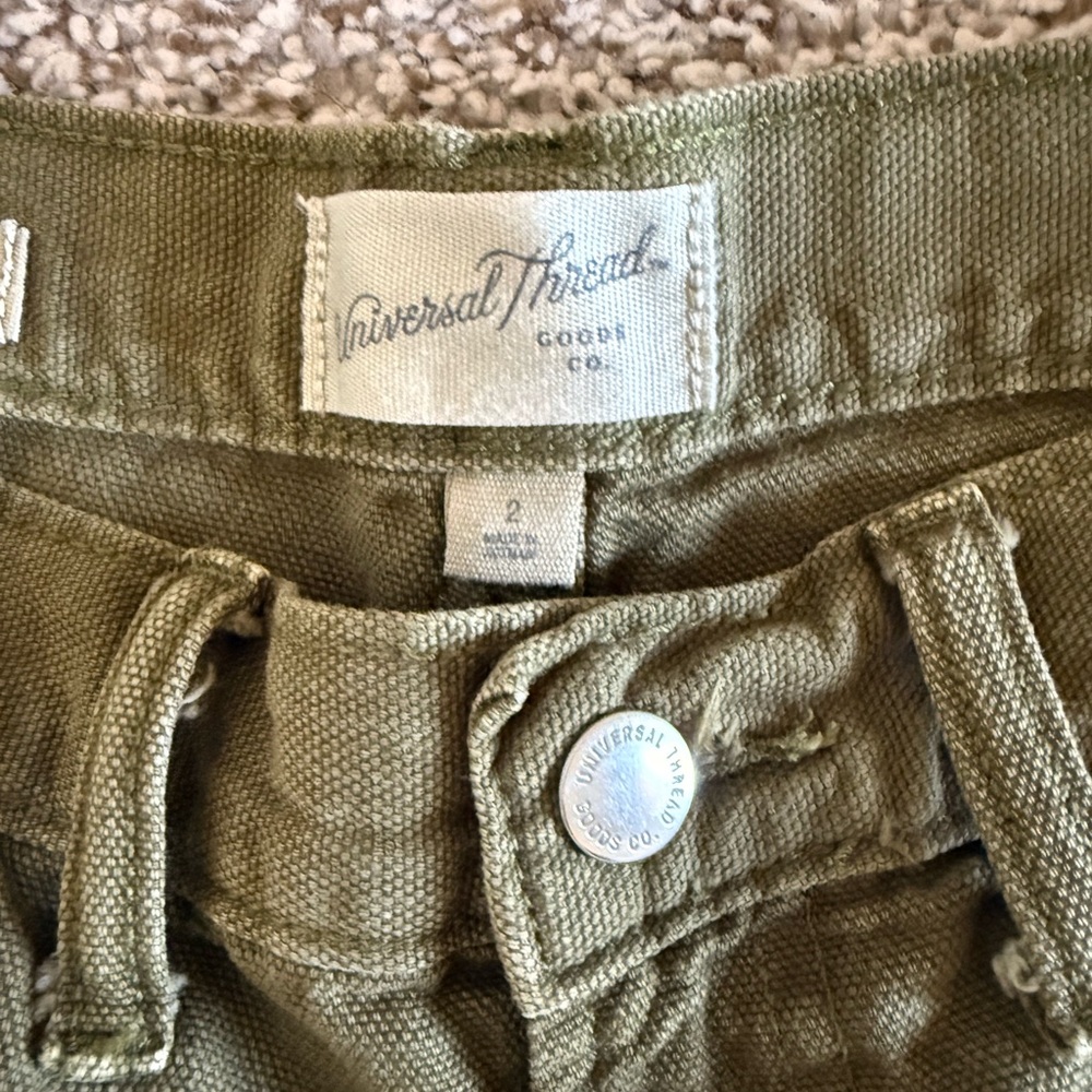 Universal Thread Olive Easy Barrel Utility Pants with Button Front - Picture 7 of 8